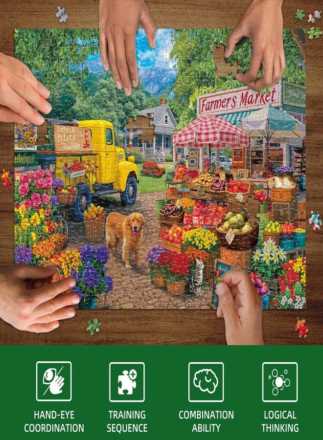 Libeder Farmers Market Puzzles for Adults 500 Pieces,Vibrant Farm Stand, Fresh Produce & Bustling Market Scene Jigsaw Puzzle, Finished Size is 20" x 14.2" - Image 4